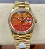 8+ Factory Rolex DayDate 36 Gain Weight Watch Carnelian motif Dial Square Diamond-set